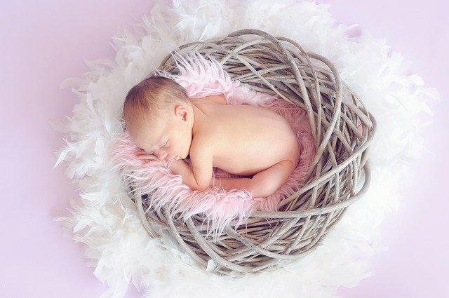 Baby im Nest